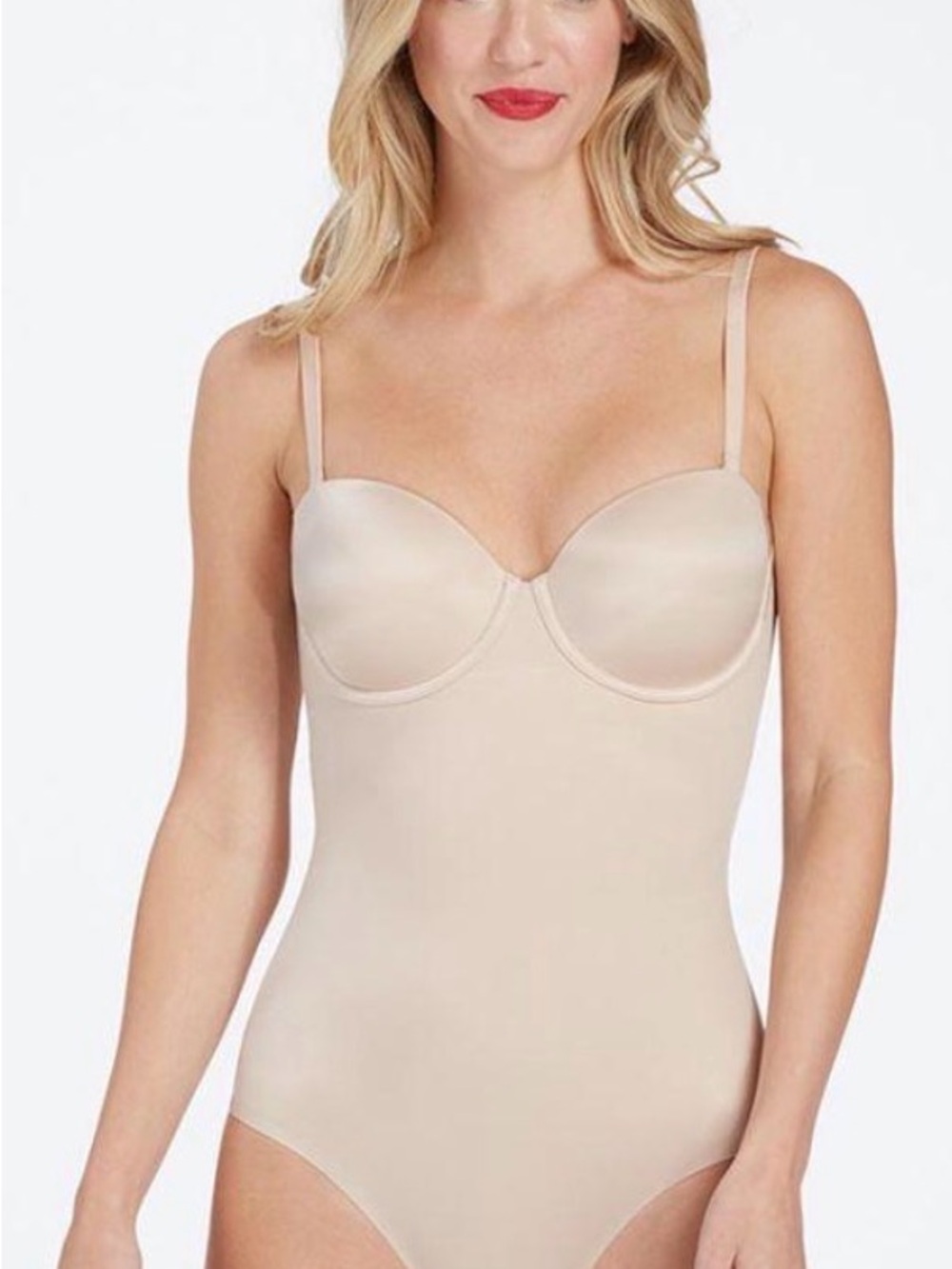 SPANX Suit Your Fancy Strapless Cupped Bodysuit Nude Size M